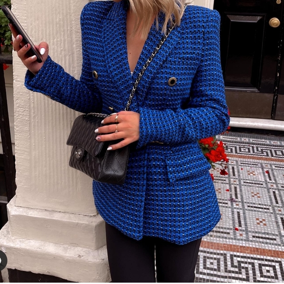 MODA ME COUTURE Jackets & Blazers - ROYALITY IN BLUE tweed blazer jacket